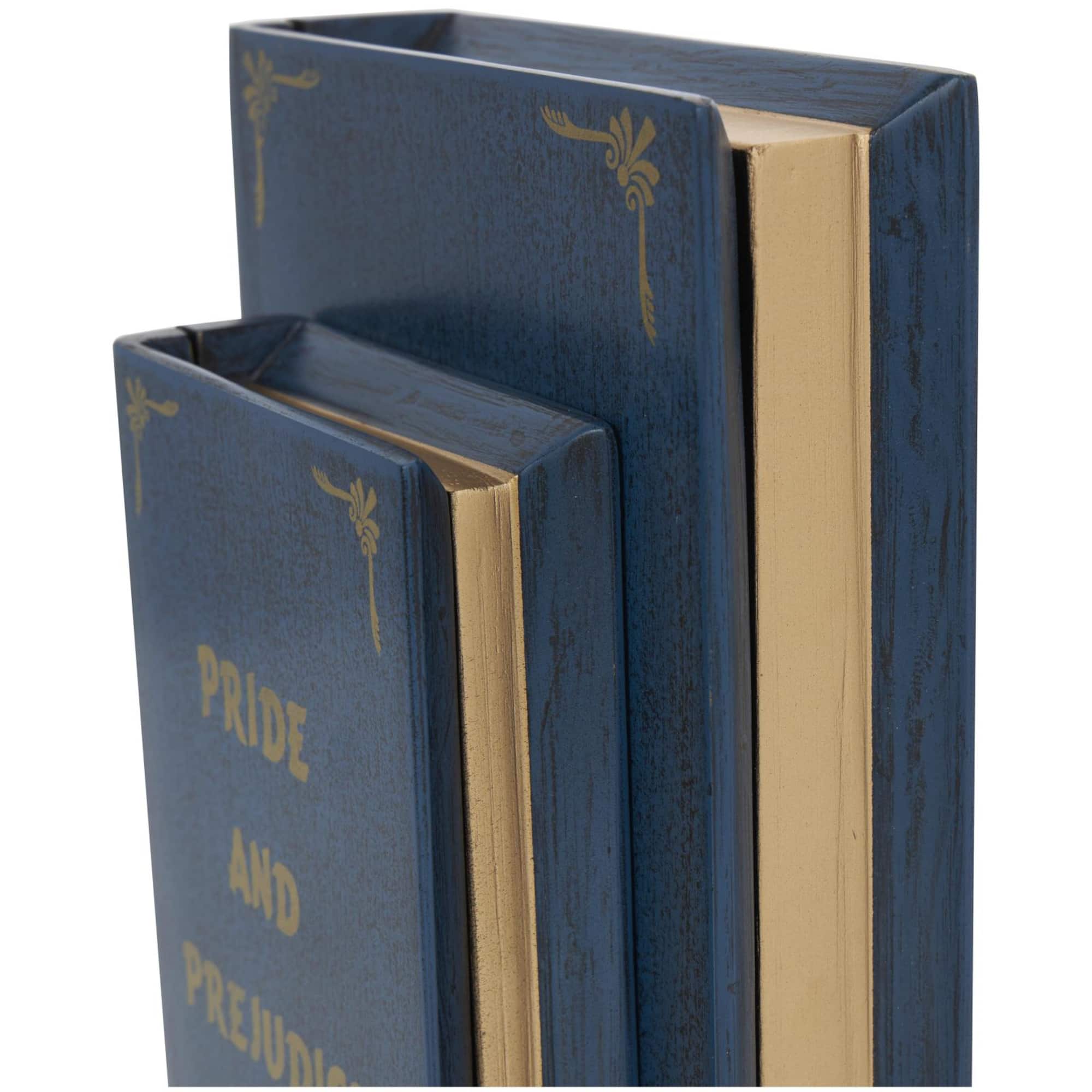 Blue Wooden Pride and Prejudice Storage Faux Book Box, 2ct.